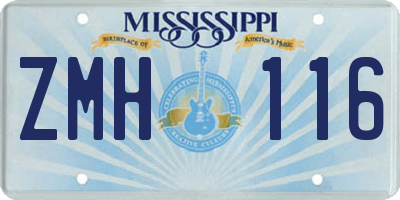 MS license plate ZMH116