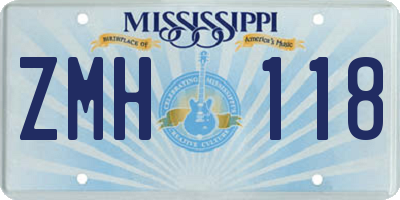 MS license plate ZMH118