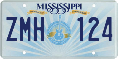 MS license plate ZMH124