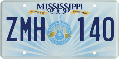 MS license plate ZMH140