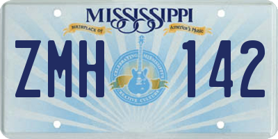 MS license plate ZMH142