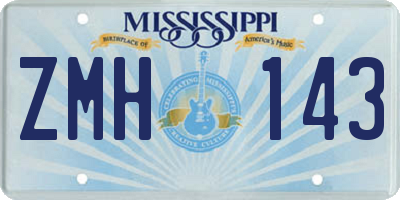 MS license plate ZMH143