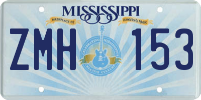 MS license plate ZMH153