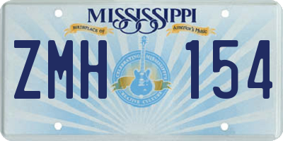MS license plate ZMH154