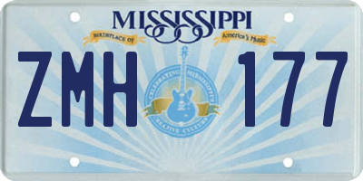 MS license plate ZMH177