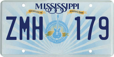 MS license plate ZMH179