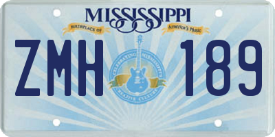MS license plate ZMH189