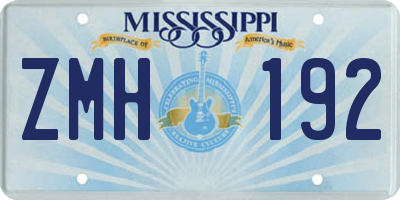 MS license plate ZMH192