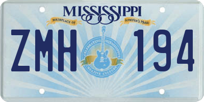 MS license plate ZMH194