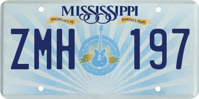 MS license plate ZMH197