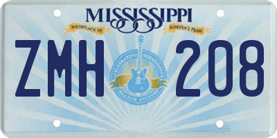 MS license plate ZMH208