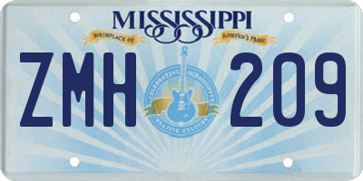MS license plate ZMH209