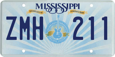 MS license plate ZMH211
