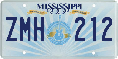 MS license plate ZMH212