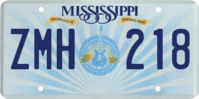 MS license plate ZMH218