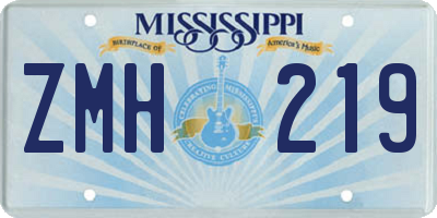MS license plate ZMH219