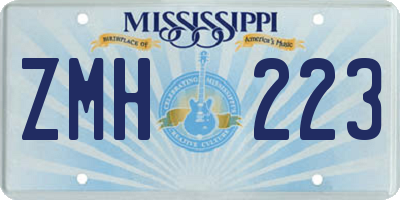 MS license plate ZMH223
