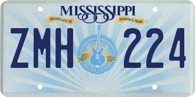 MS license plate ZMH224