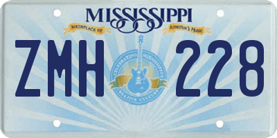 MS license plate ZMH228
