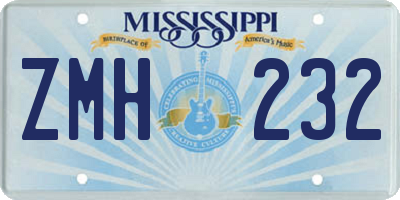 MS license plate ZMH232