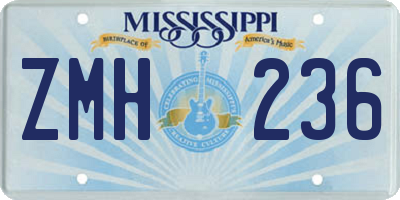 MS license plate ZMH236