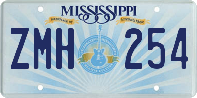 MS license plate ZMH254