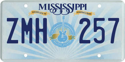 MS license plate ZMH257