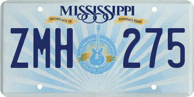 MS license plate ZMH275
