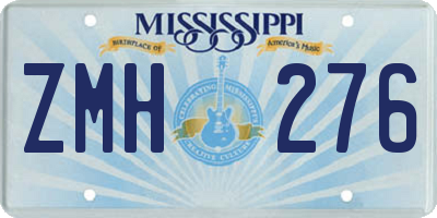 MS license plate ZMH276