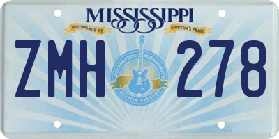 MS license plate ZMH278