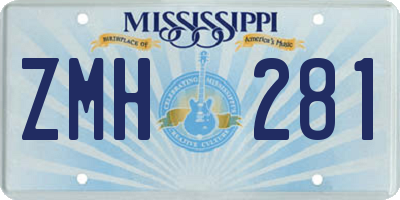 MS license plate ZMH281
