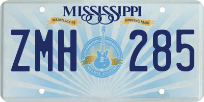 MS license plate ZMH285