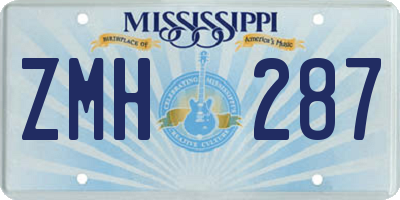MS license plate ZMH287