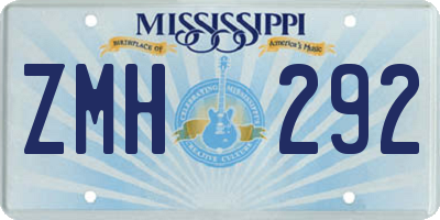 MS license plate ZMH292