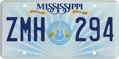 MS license plate ZMH294