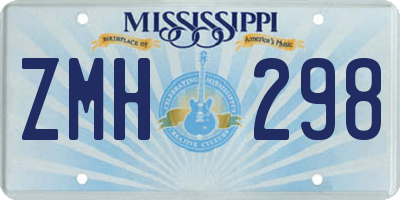 MS license plate ZMH298