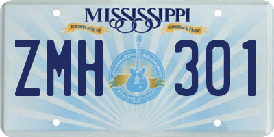 MS license plate ZMH301