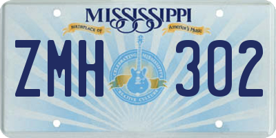 MS license plate ZMH302