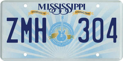 MS license plate ZMH304