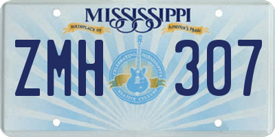 MS license plate ZMH307
