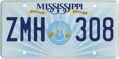 MS license plate ZMH308