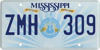 MS license plate ZMH309