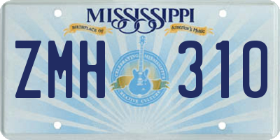 MS license plate ZMH310