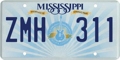 MS license plate ZMH311
