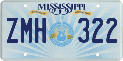 MS license plate ZMH322
