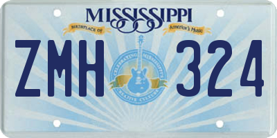 MS license plate ZMH324