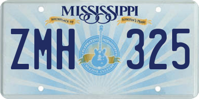 MS license plate ZMH325
