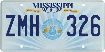 MS license plate ZMH326