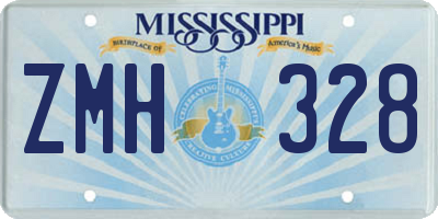 MS license plate ZMH328
