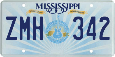 MS license plate ZMH342